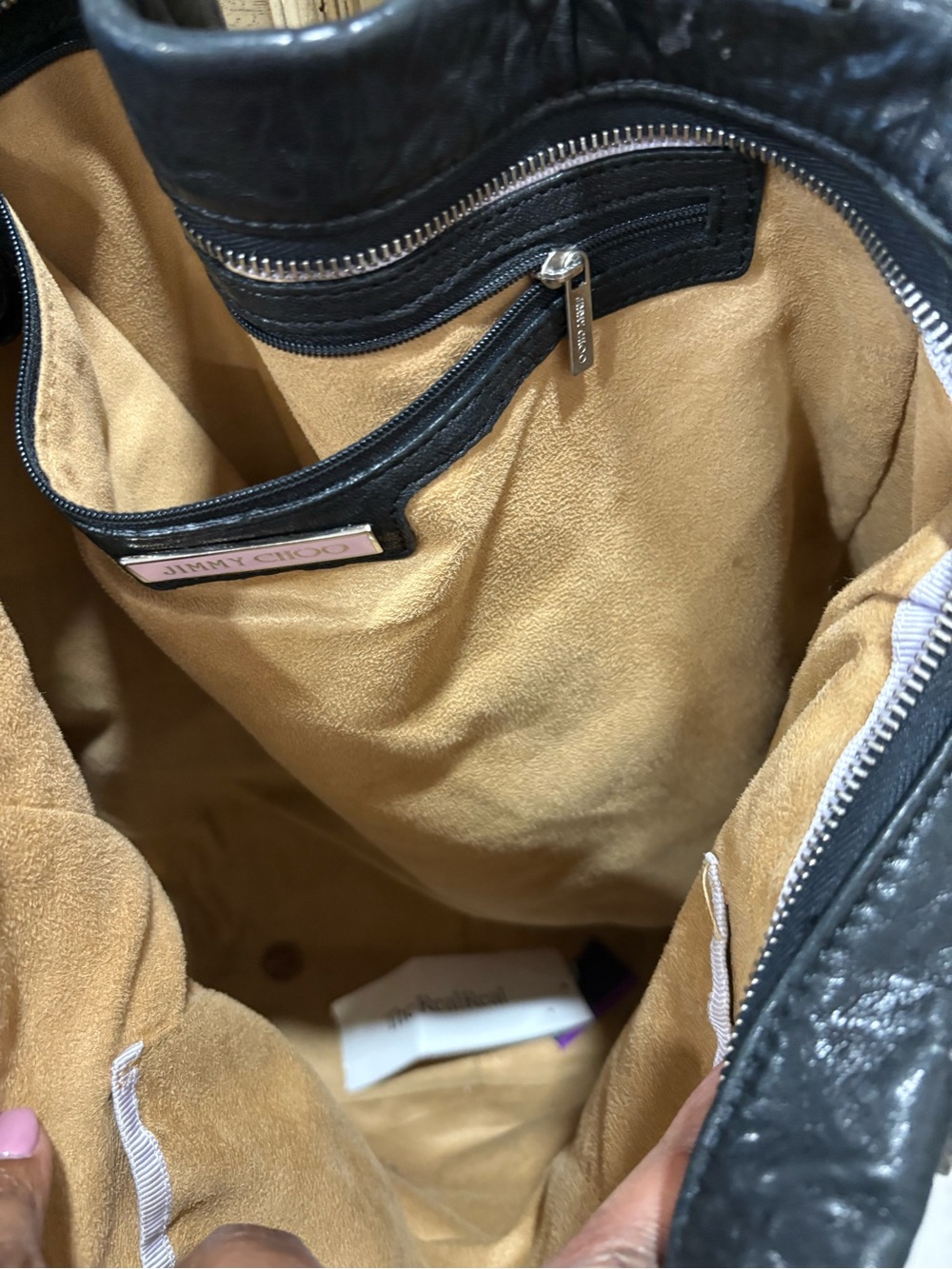 Jimmy Choo Black Pebbled Leather Handbag Detail - Picture 6 of 7